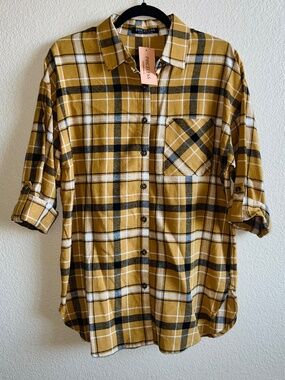 PRICELESS Mustard Button Down Long Sleeve Flannel